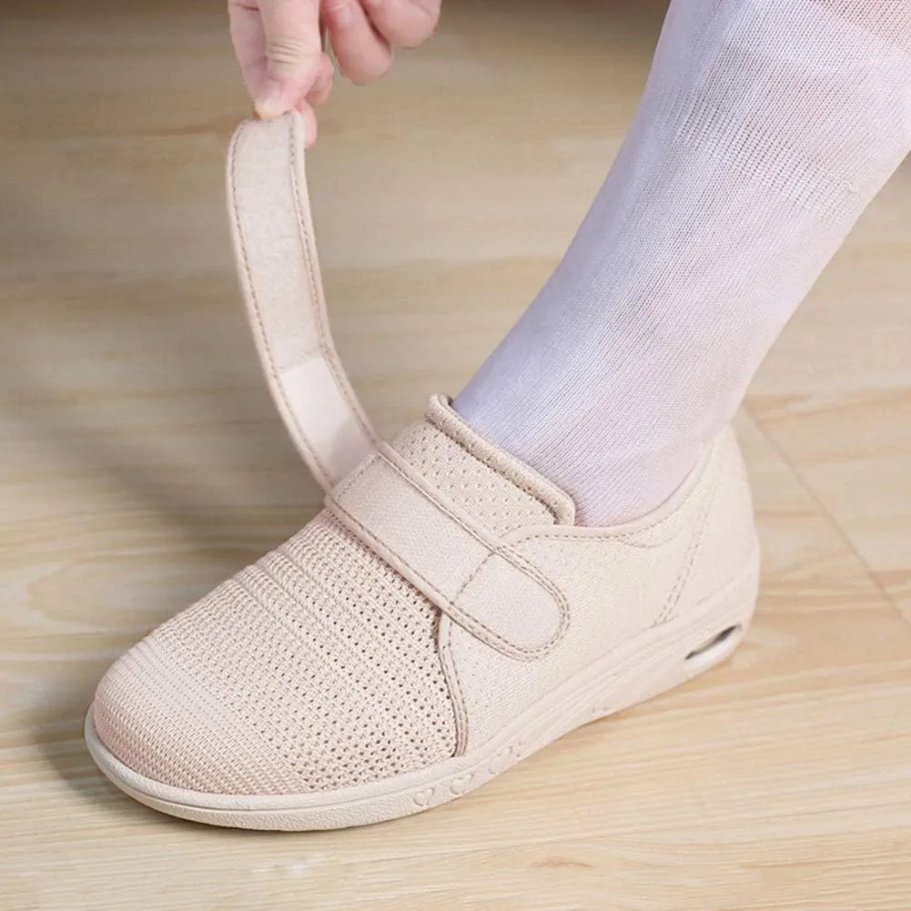 W&LESVAGO Breathable Lightweight Adjustable Diabetic Shoes Wide Width Air Cushion Walking Sneakers for Women Swollen Feet