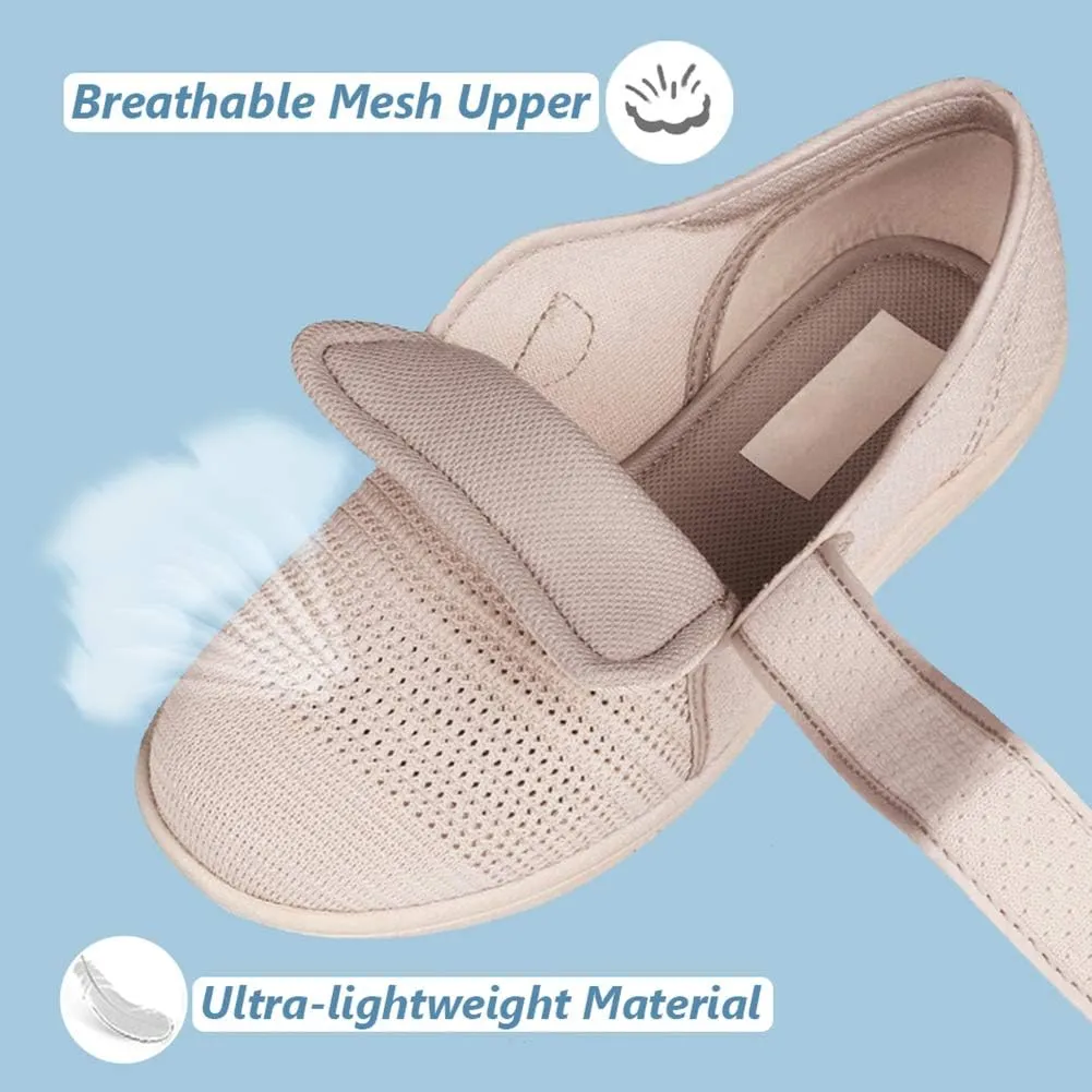 W&LESVAGO Breathable Lightweight Adjustable Diabetic Shoes Wide Width Air Cushion Walking Sneakers for Women Swollen Feet