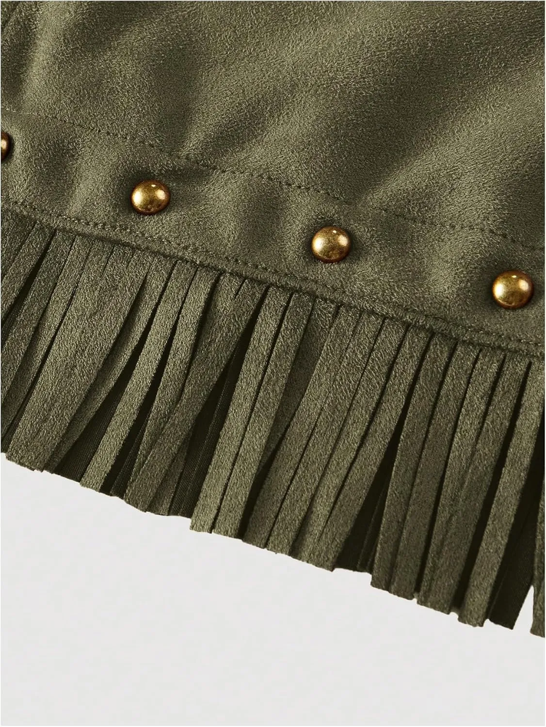 WDIRARA Women's Faux Suede Fringe Skirt High Waisted Tassel Western Mini Skirts