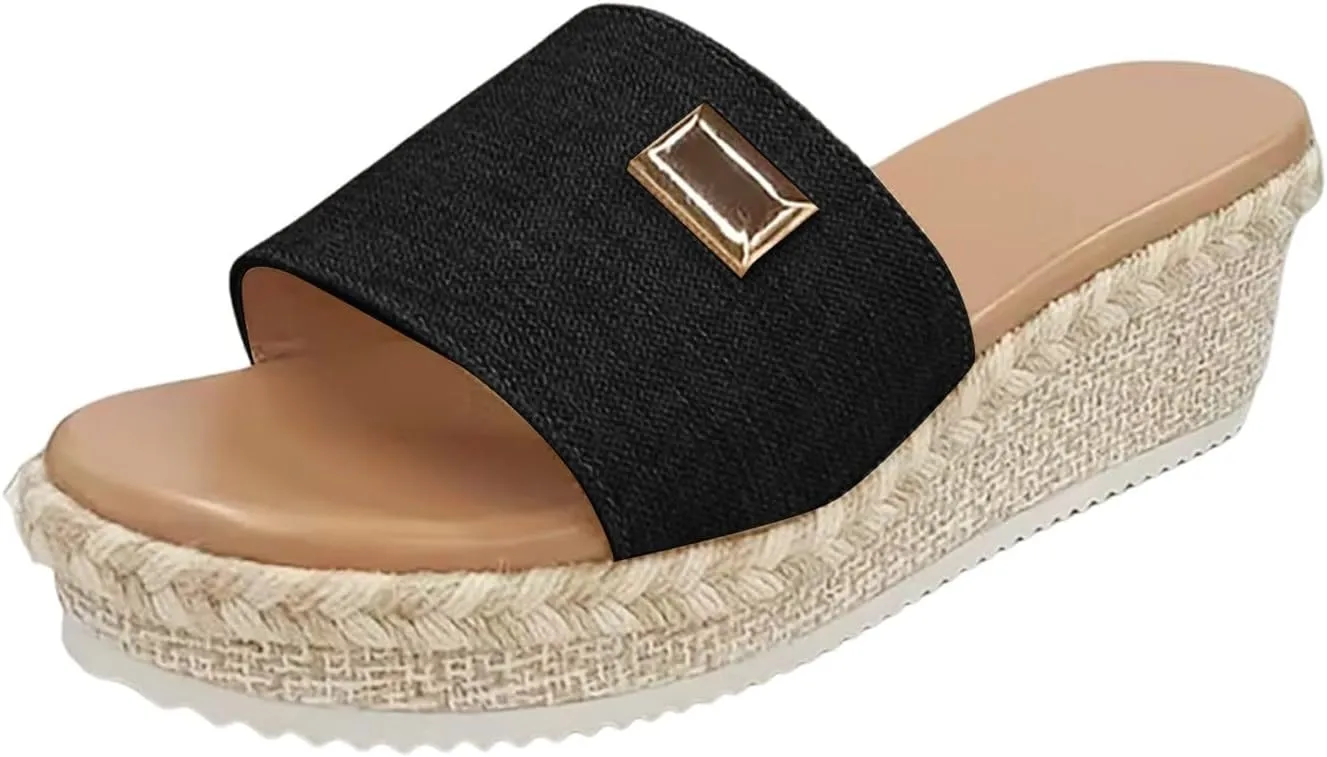 Wedge Sandals for Women Open Toe Espadrilles Platform Fashion Sandal Arch Support Slide Summer Sandals