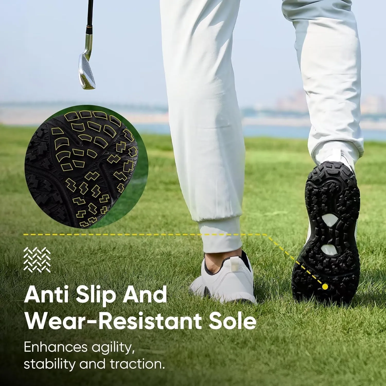 Wide Golf Shoes for Men Spikeless Professional Outdoor Waterproof Golfing Footwears Sneakers with Arch Support