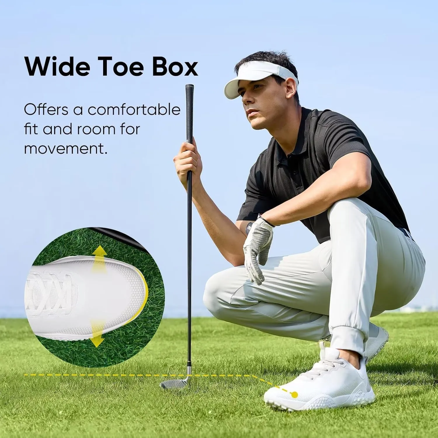 Wide Golf Shoes for Men Spikeless Professional Outdoor Waterproof Golfing Footwears Sneakers with Arch Support