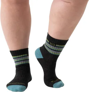 Wide Open Micro Crew Women's Merino Wool Socks - Multi Stripe Everyday Wide Ankle Socks for Wide Feet