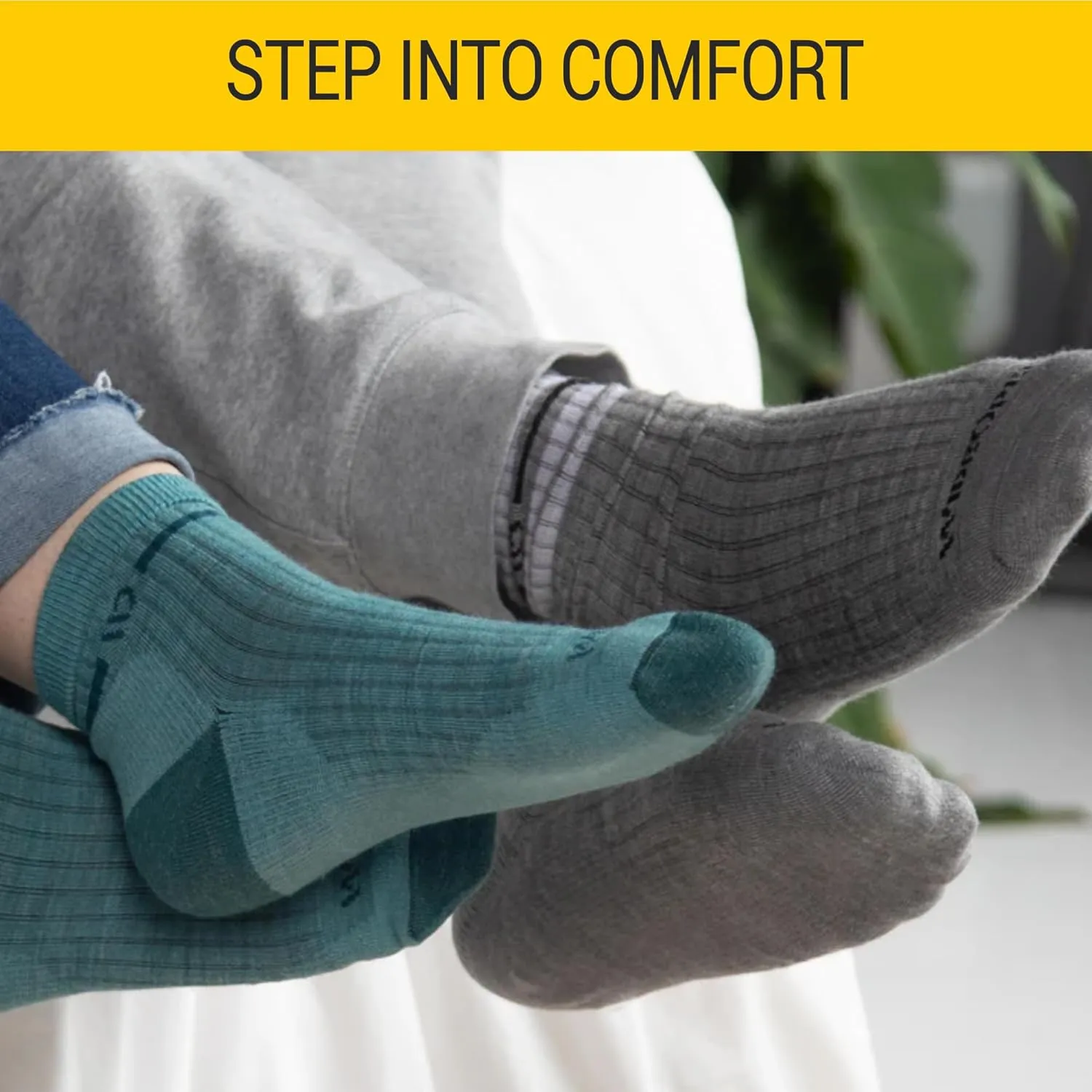 Wide Open Micro Crew Women's Merino Wool Socks - Multi Stripe Everyday Wide Ankle Socks for Wide Feet