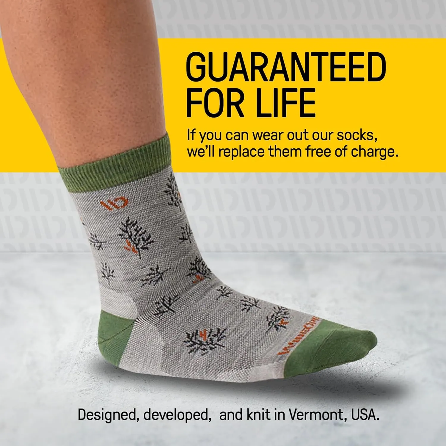Wide Open Micro Crew Women's Socks - Merino Wool, Lightweight Foliage Everyday Socks