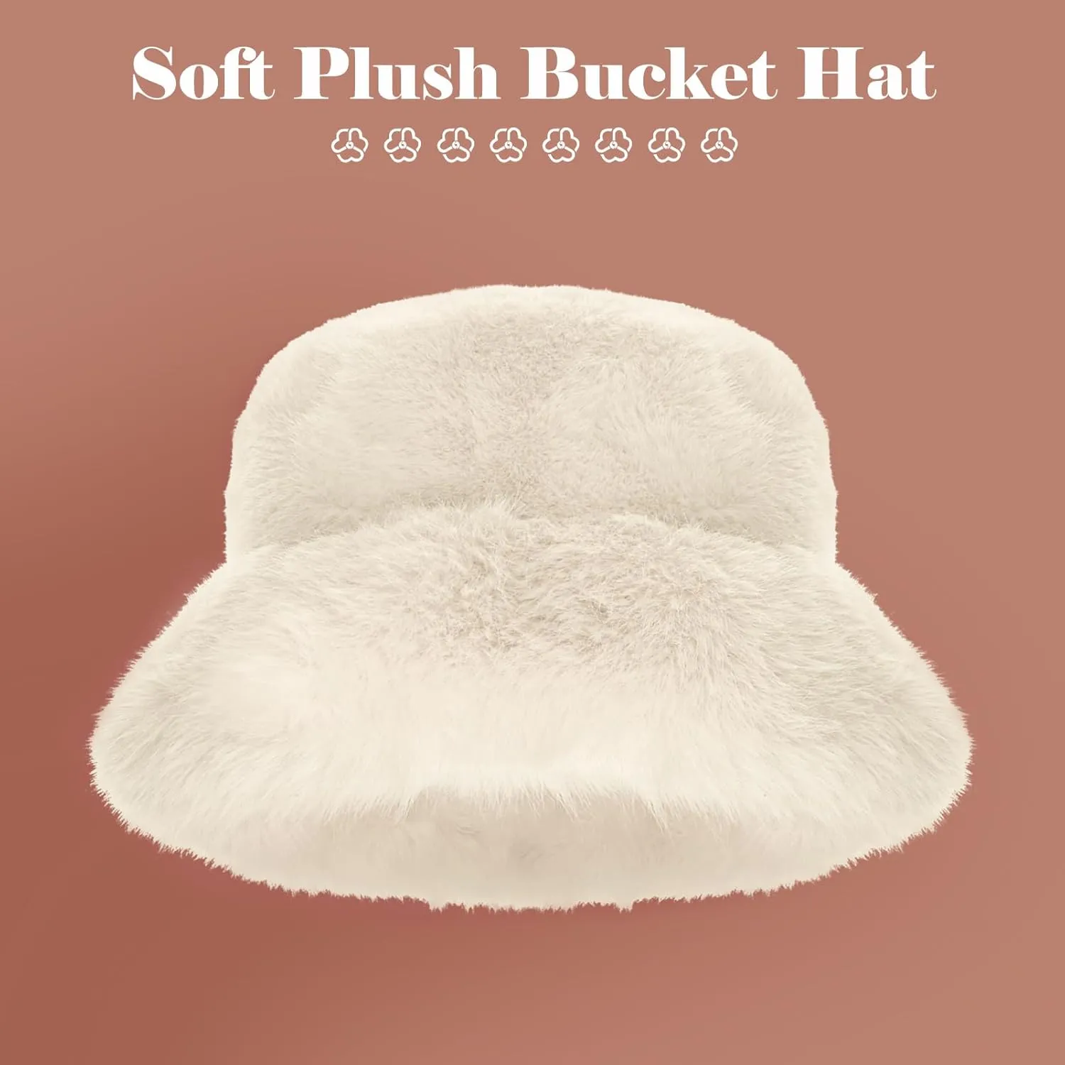 Winter Soft Faux Fur Plush Bucket Hat, Lovely Fuzzy Fisherman Cap, Fashion Outdoor Thick Warm Sun Cap for Women