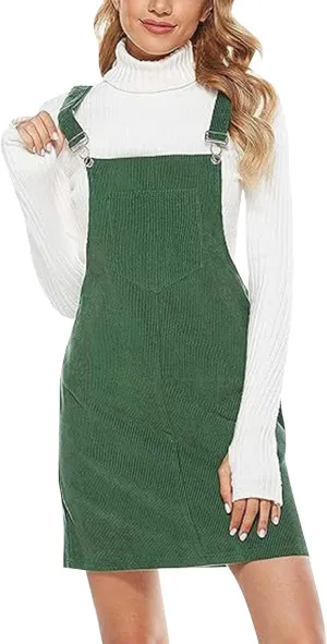 Women Casual Corduroy Overalls Dress Summer Loose Rompers Adjustable Straps Jean Dress Praty Girls Graduation Mini Dresses