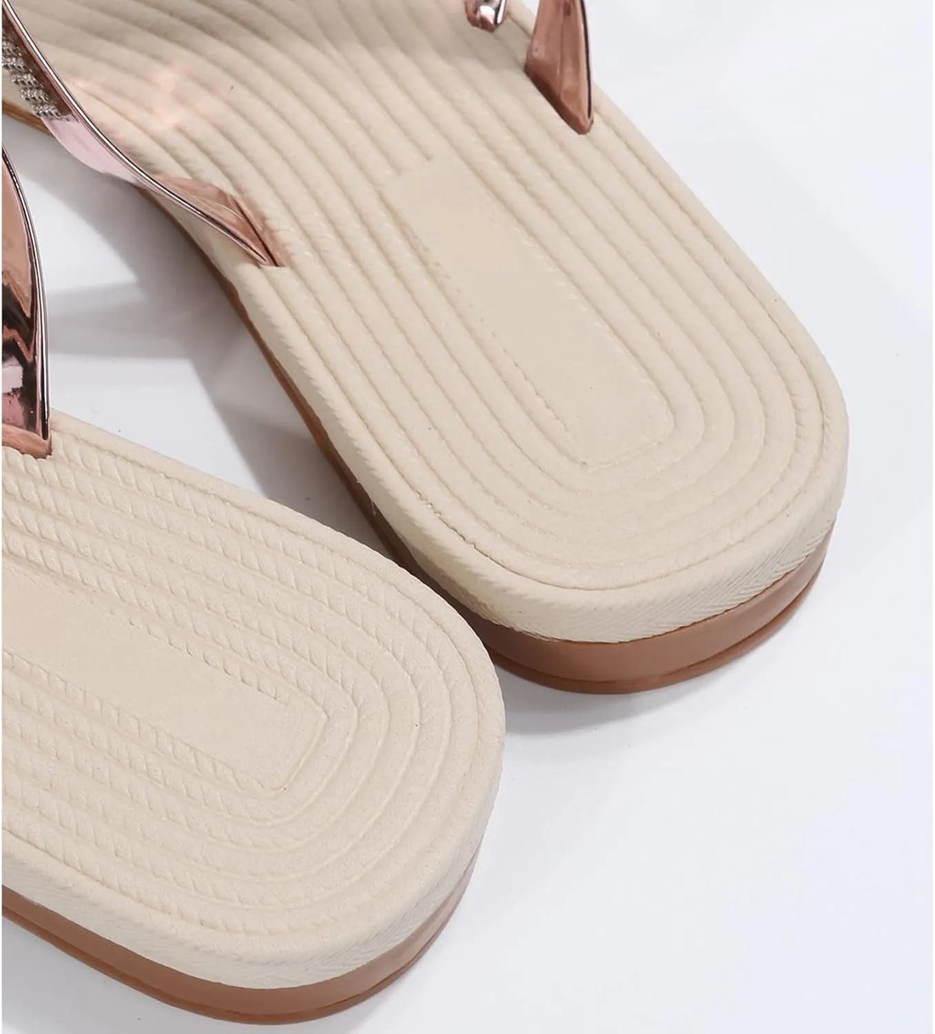 Women Flat Sandals Falt Flip Flops Elastic Band One toe Slide Pearl Slip On toe Ring toe Loop Women Summer Sandals