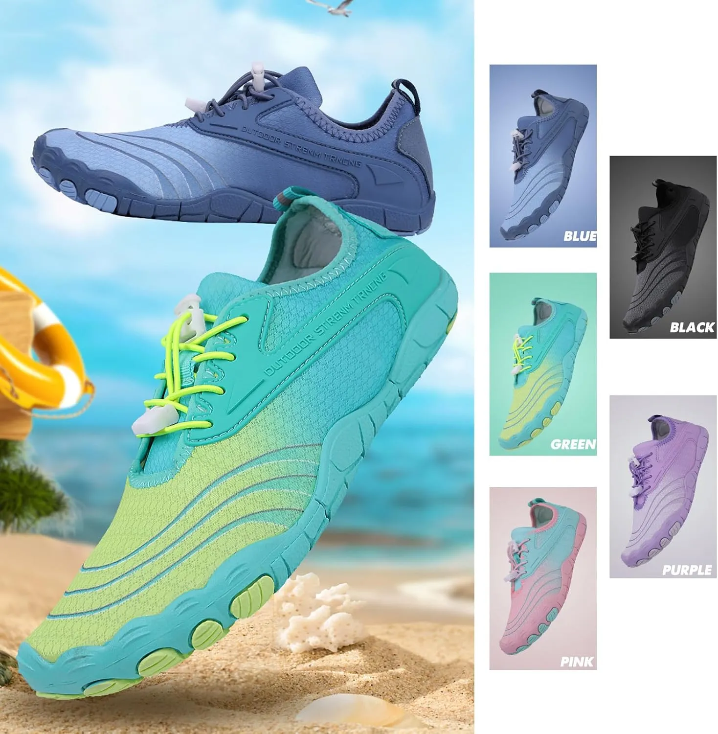 Women Men Barefoot Shoes Weightlifting Shoes Slip on Walking Sneakers Water Shoes for Hiking Walking Swim(Size:11,Color:Blue)