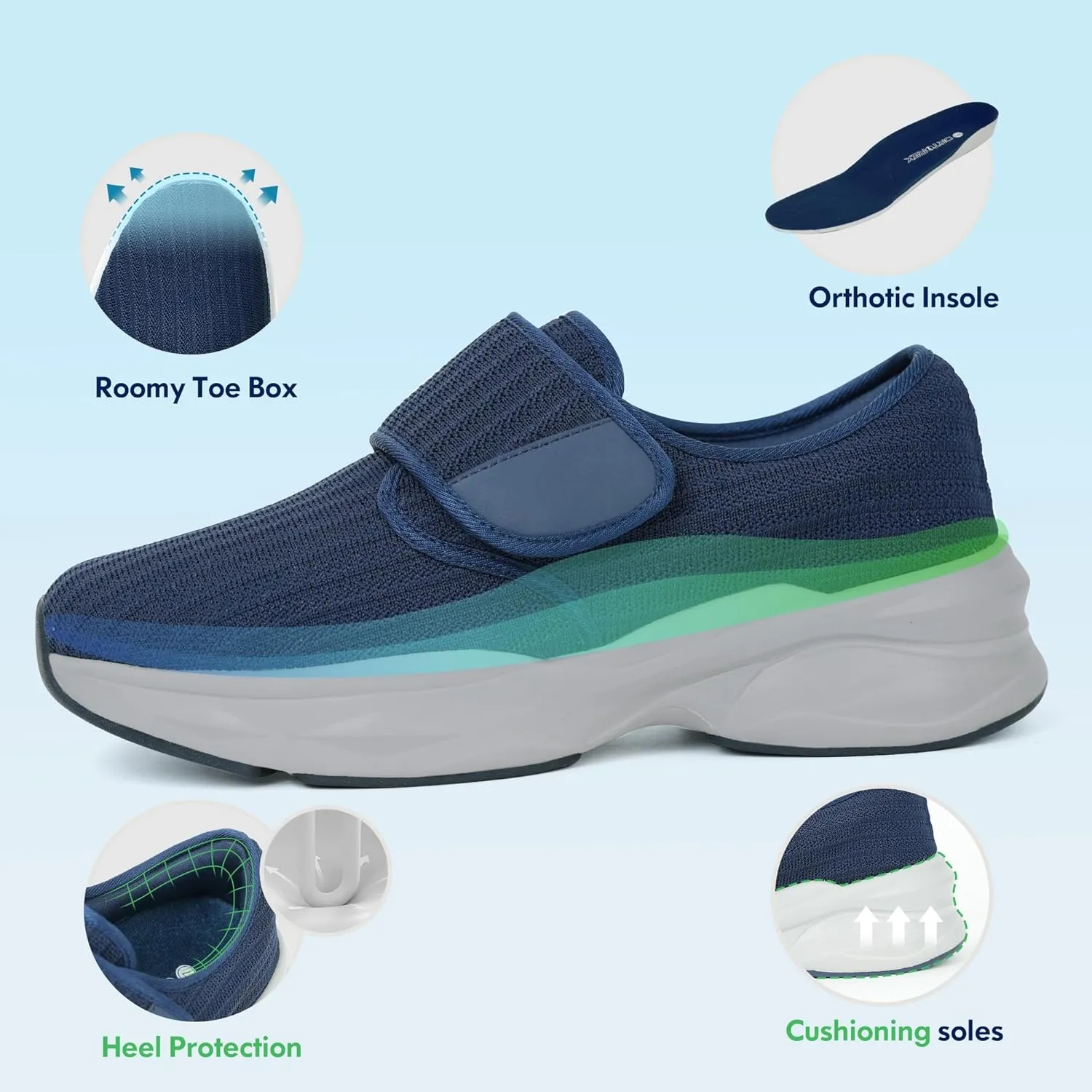 Women Orthopedic Diabetic Walking Sneakers Swollen Feet Shoes
