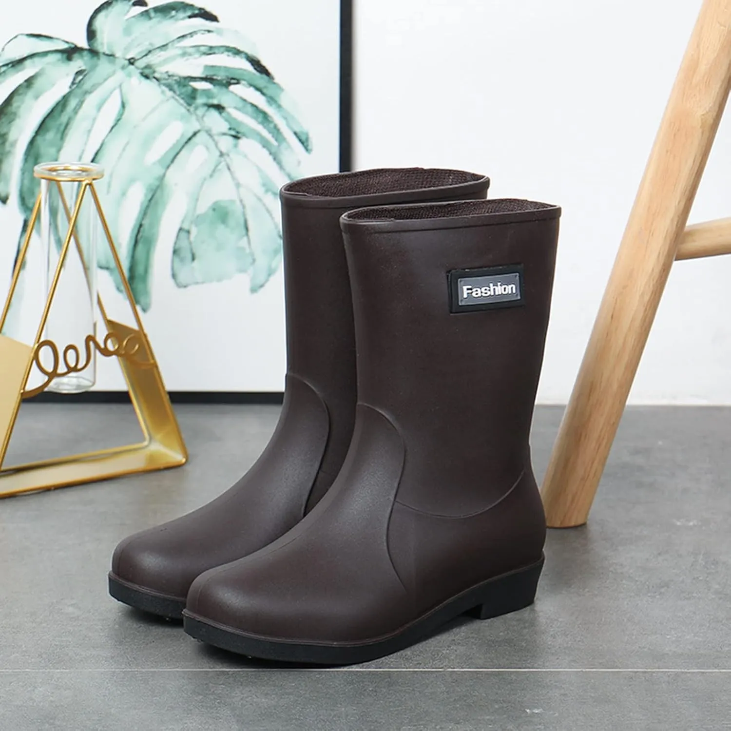 Women Short Rain Boots for Womens Ankle Rainboot Slip On Garden Boot Rubber Shoes Womens Long Rain Boots