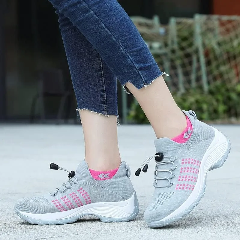 Women Slip on Trainers Orthopedic Breathable Cushion Shoe Comfortable Casual Ladies Athletic Shoe Thick Bottom Walking Shoes