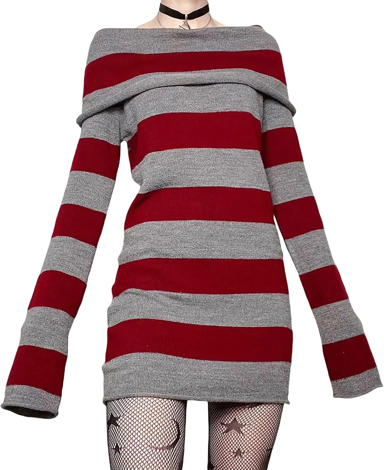 Women Y2k Cold Shoulder Knit Sweater Top Long Sleeve Lace Trim Knitted Pullover Sweaters Bow Cardigan Streetwear