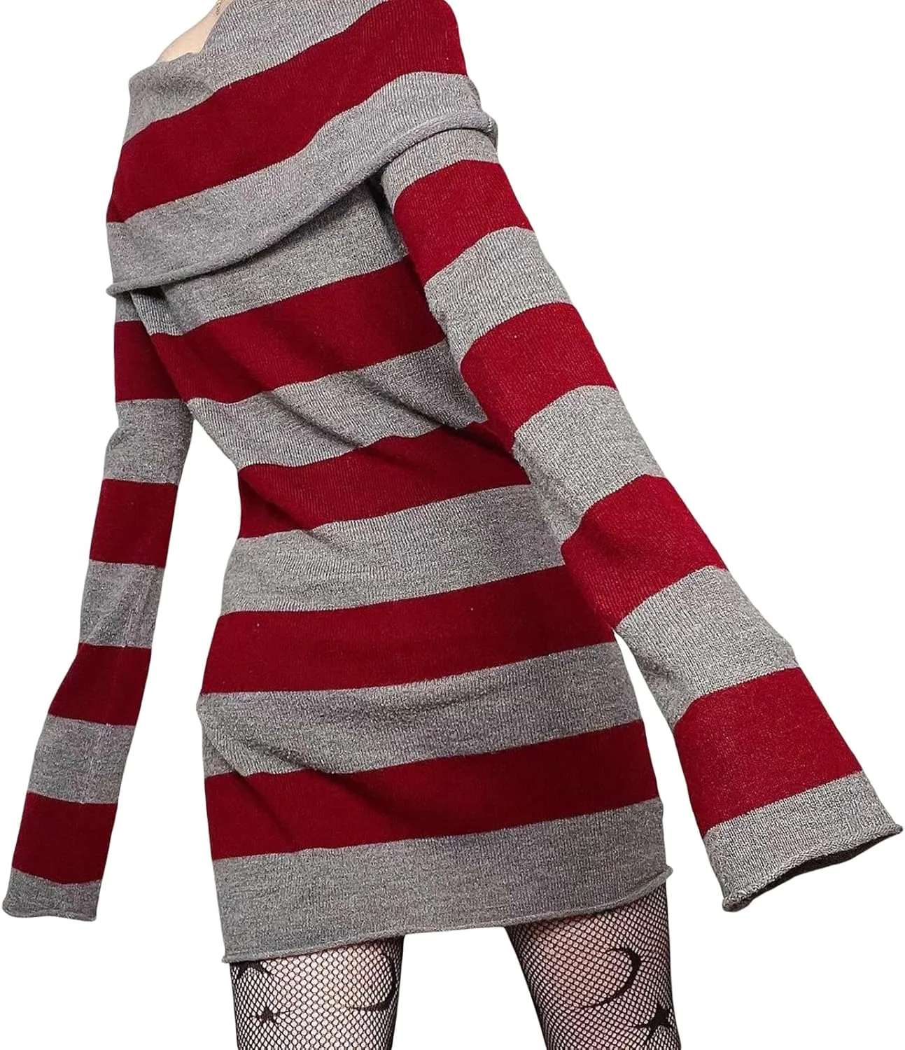 Women Y2k Cold Shoulder Knit Sweater Top Long Sleeve Lace Trim Knitted Pullover Sweaters Bow Cardigan Streetwear