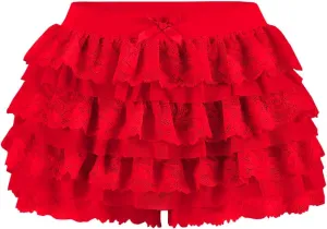 Women Y2K Lace Multi-Layered Bloomers, Lolita Ruffle Shorts, Sexy Short Pumpkin Pants, Elastic Waist Sweet Pettipants