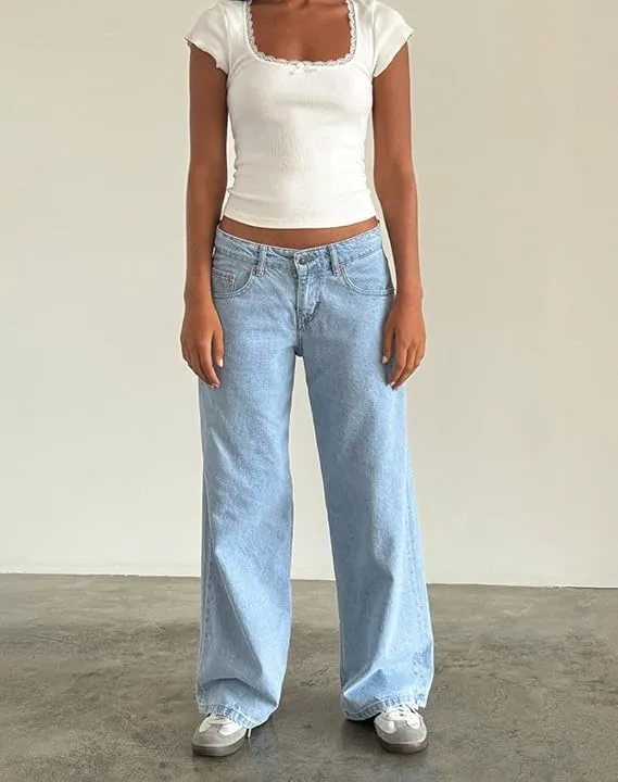Women Y2K Low Rise Baggy Jeans Loose Fit Boyfriend Straight Wide Leg Denim Pants Streetwear Trousers Fall Outfits