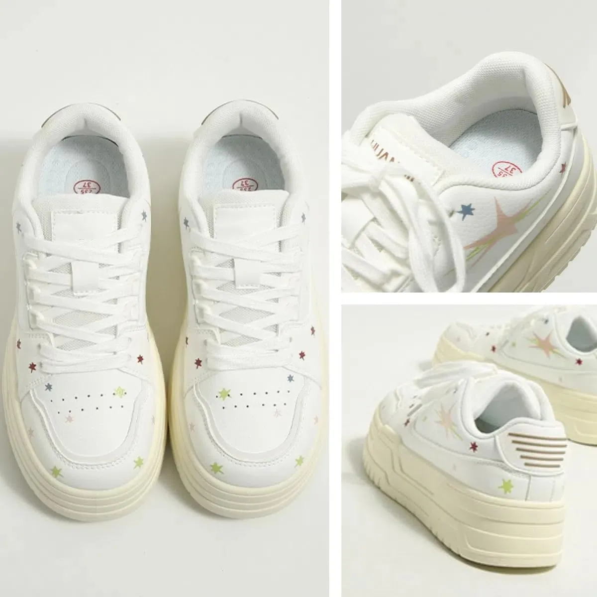 Women Y2K Platform Sneakers, Casual Star Patch Streetwear, Candy Color Height Boost Campus School Student Shoes Teens Girls
