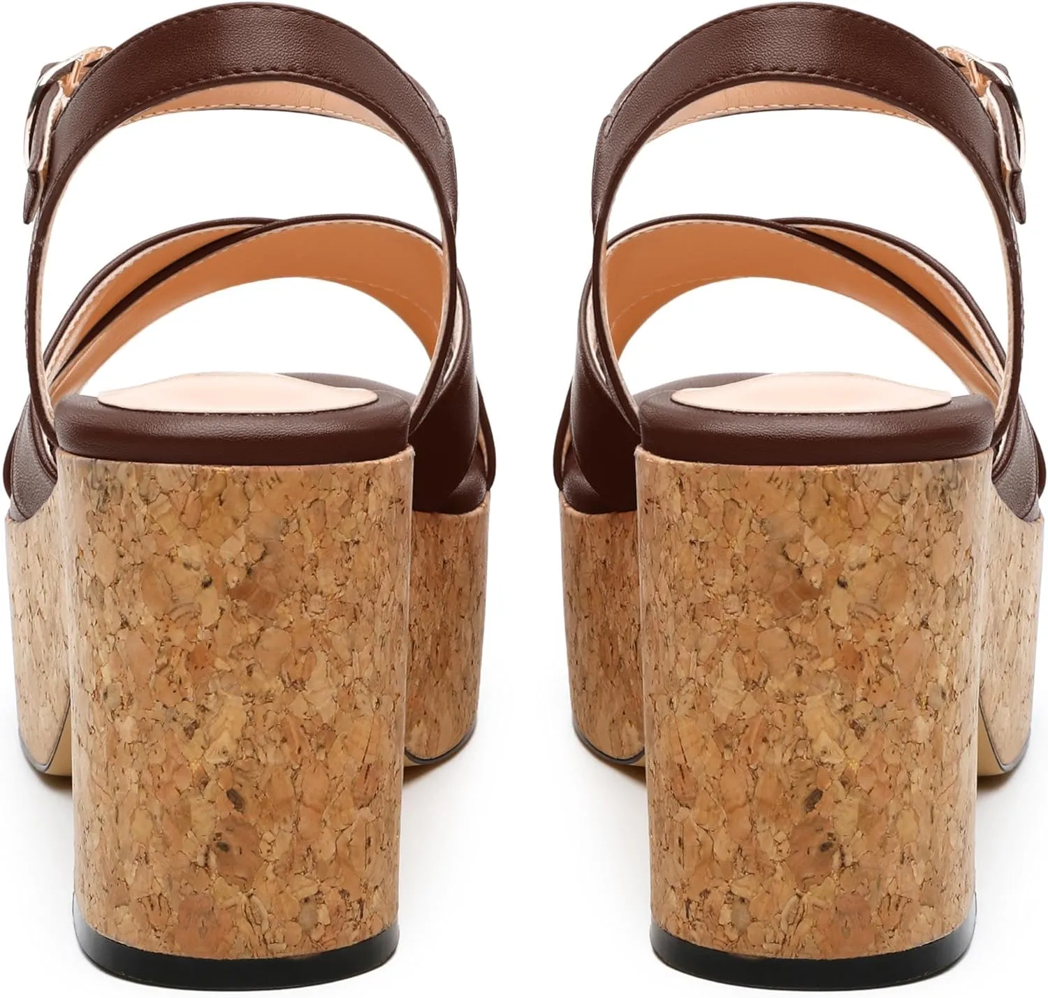 Women's 3-Inch Wedge Heeled Sandals - Chunky Platform with Adjustable Ankle Strap, Round Toe Solid Color for Work, Parties & Date Nights