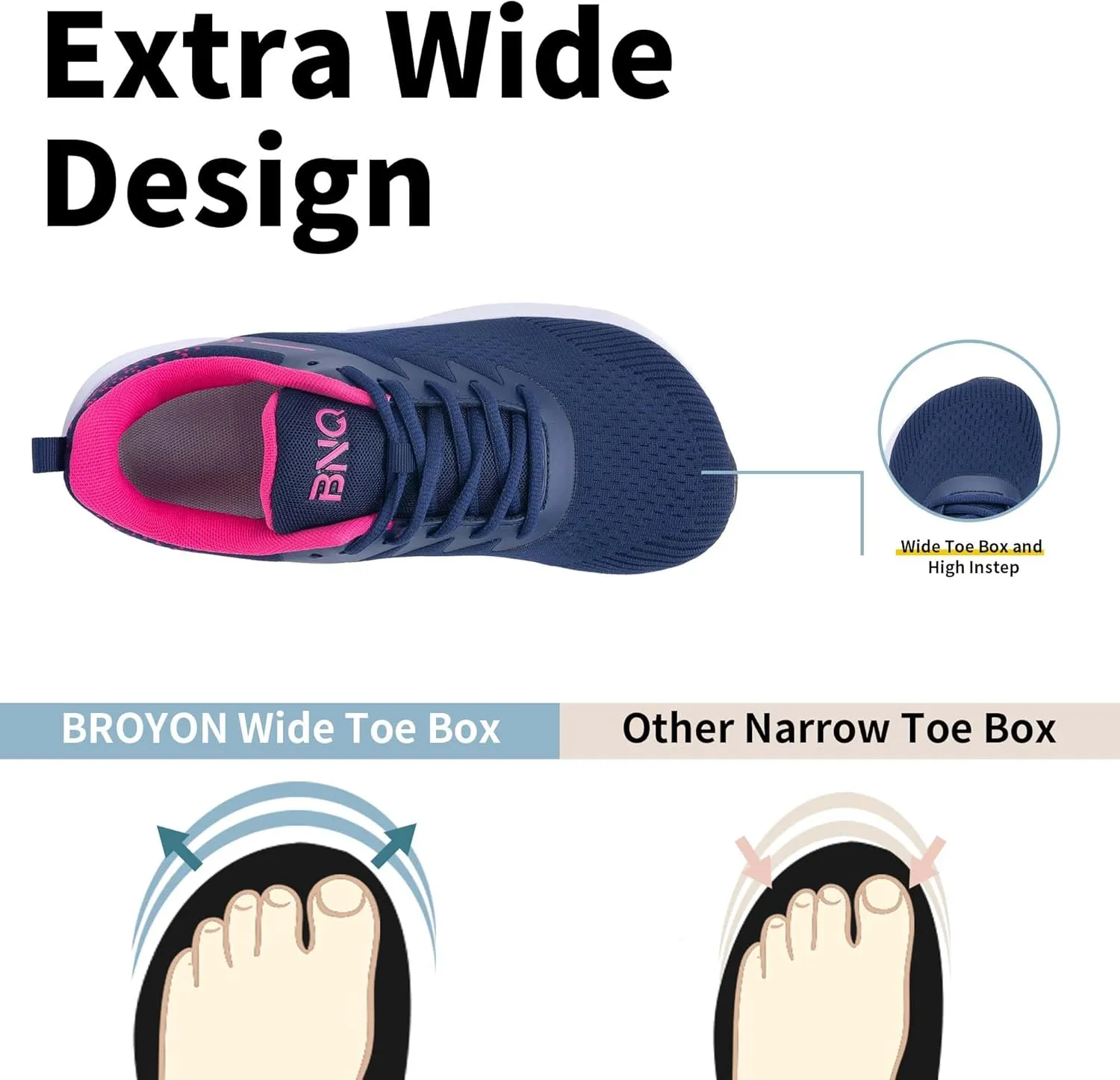 Womens Arch Support Walking Shoes Wide Toe Box Orthotic Sneakers Air Tennis Shoes for Plantar Fasciitis Pain Relief, Size 6-11