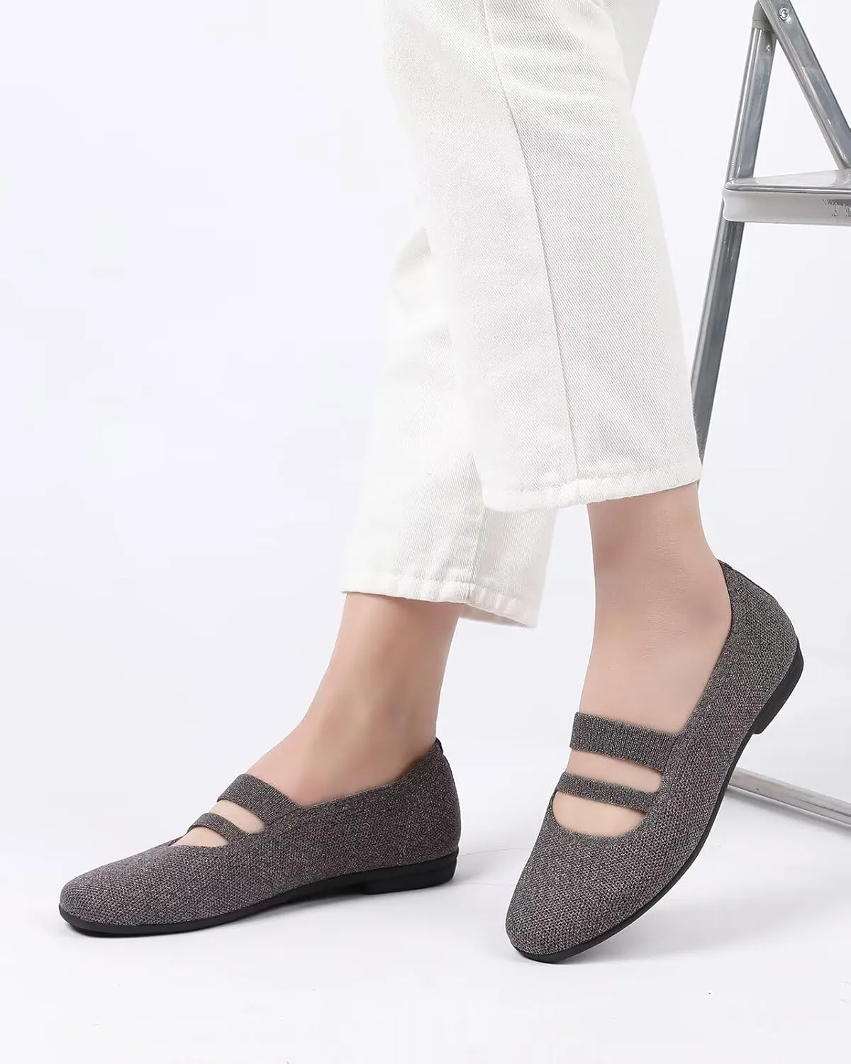 Women’s Ballet Flats Knit Mary Jane Flat Comfort Walking Slip-on Dressy Work Driving Shoes with Straps