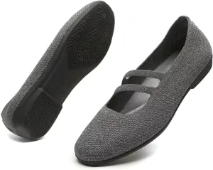 Women’s Ballet Flats Knit Mary Jane Flat Comfort Walking Slip-on Dressy Work Driving Shoes with Straps