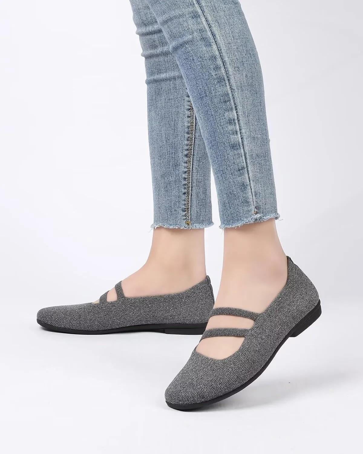 Women’s Ballet Flats Knit Mary Jane Flat Comfort Walking Slip-on Dressy Work Driving Shoes with Straps