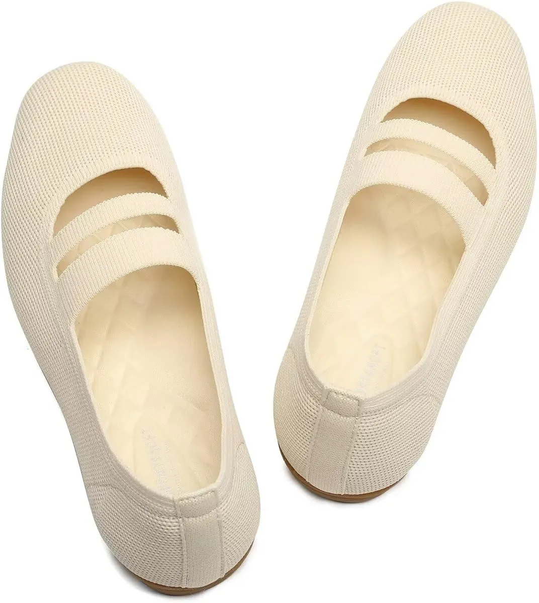 Women’s Ballet Flats Knit Mary Jane Flat Comfort Walking Slip-on Dressy Work Driving Shoes with Straps