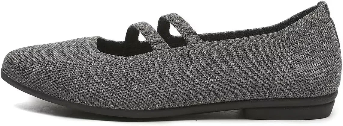 Women’s Ballet Flats Knit Mary Jane Flat Comfort Walking Slip-on Dressy Work Driving Shoes with Straps