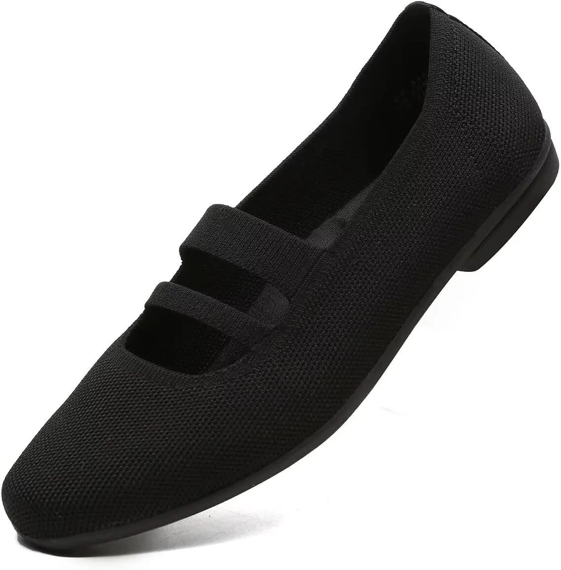 Women’s Ballet Flats Knit Mary Jane Flat Comfort Walking Slip-on Dressy Work Driving Shoes with Straps