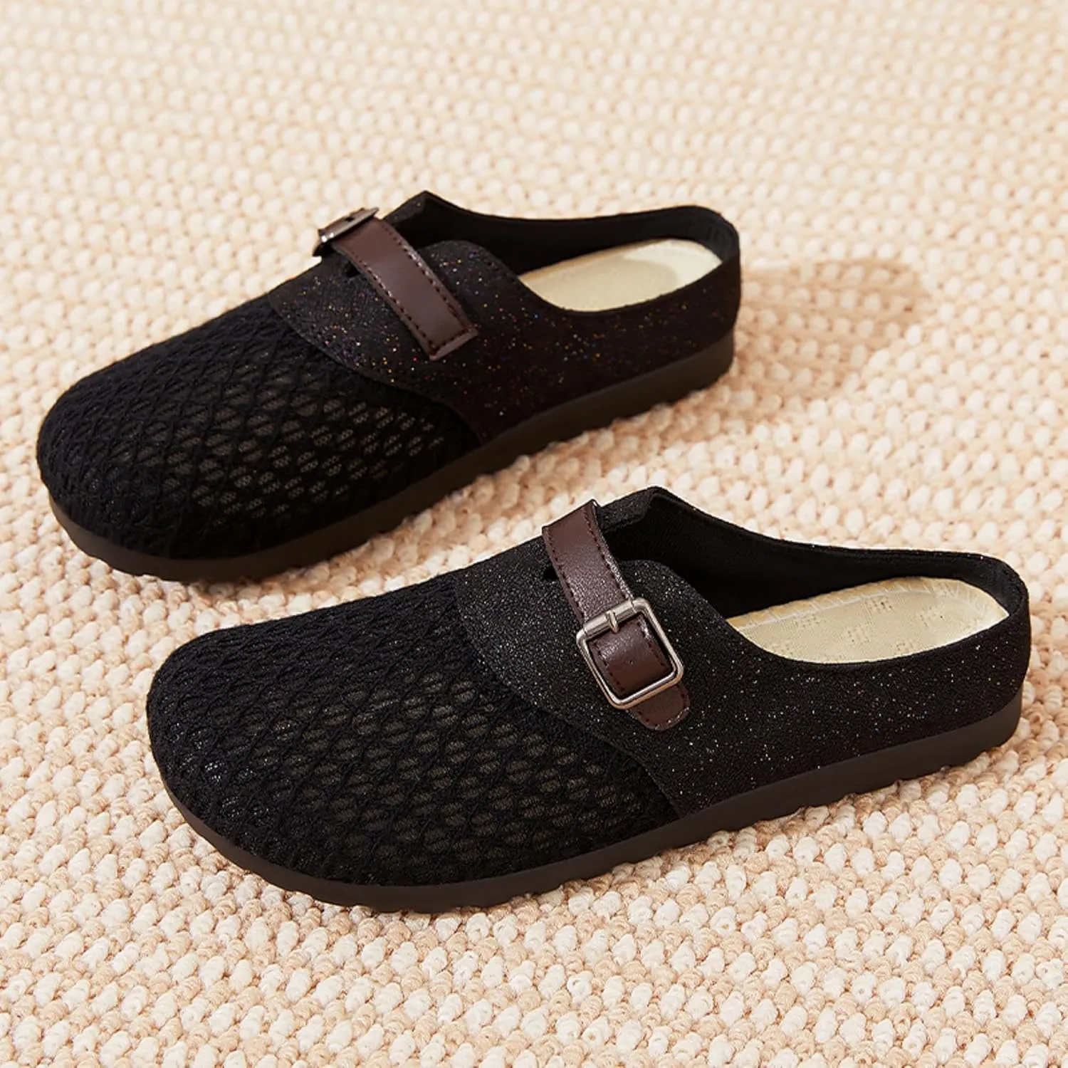 Women's Bohemian Slide Sandals - Lightweight Cotton Linen Woven Flat Shoes for Home, Beach, and Outdoor Use