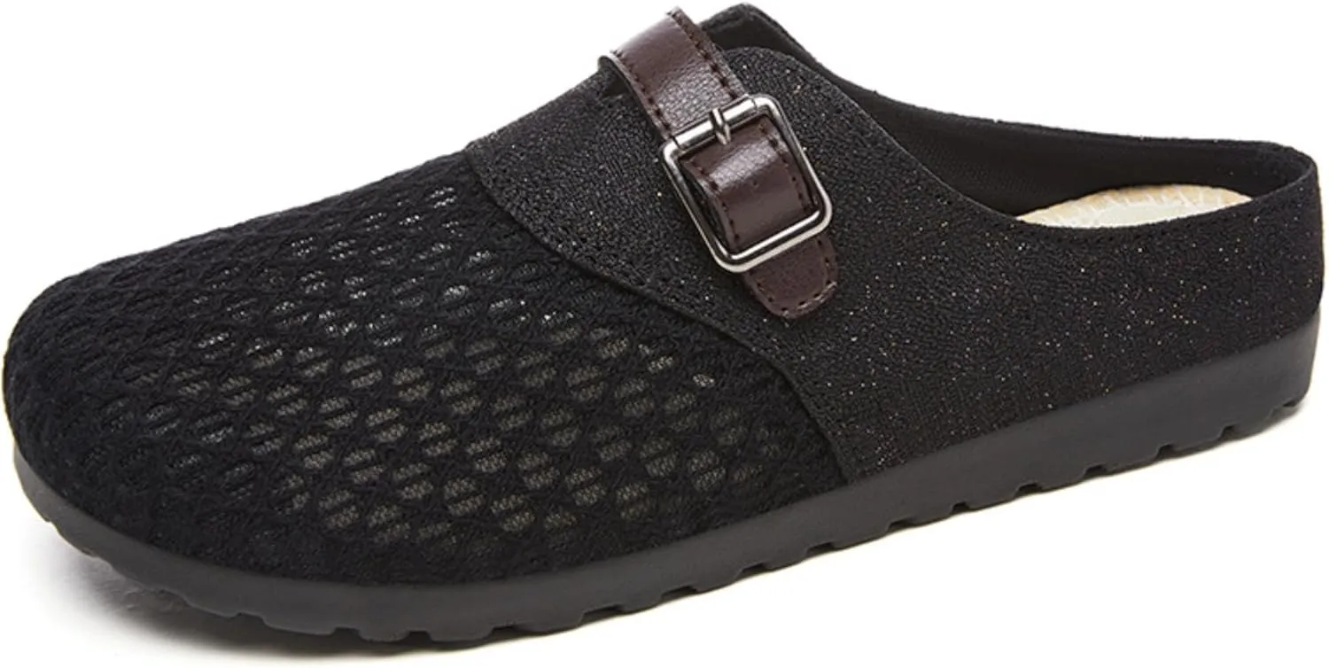 Women's Bohemian Slide Sandals - Lightweight Cotton Linen Woven Flat Shoes for Home, Beach, and Outdoor Use