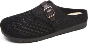 Women's Bohemian Slide Sandals - Lightweight Cotton Linen Woven Flat Shoes for Home, Beach, and Outdoor Use