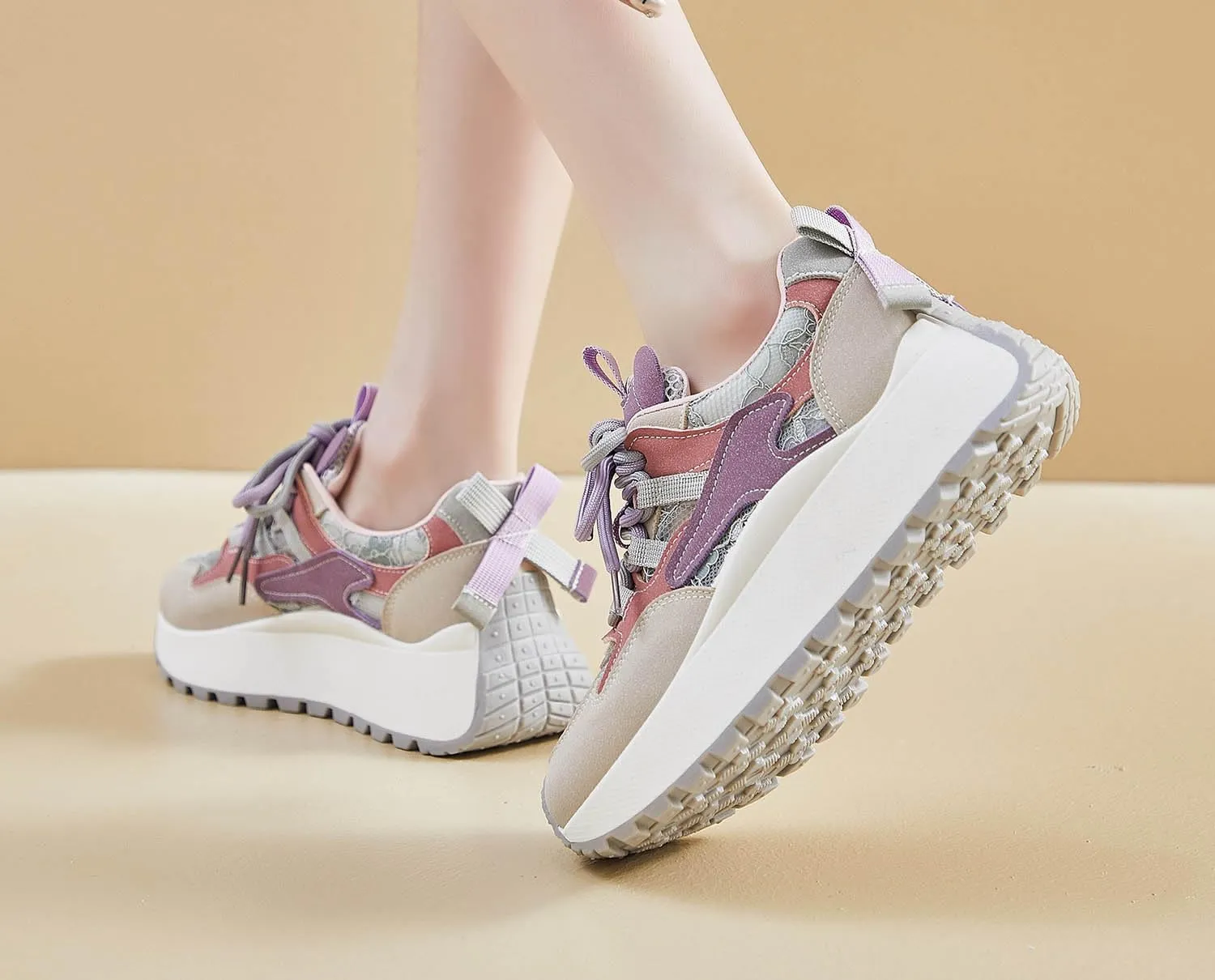 Women's Breathable Platform Sneakers Campus Fashion Lightweight Comfort Walking Shoes