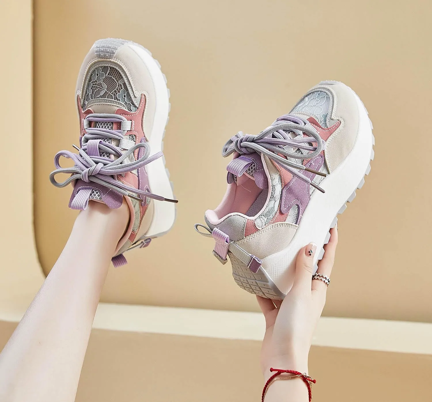 Women's Breathable Platform Sneakers Campus Fashion Lightweight Comfort Walking Shoes
