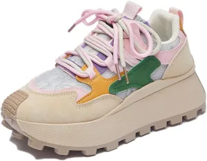 Women's Breathable Platform Sneakers Campus Fashion Lightweight Comfort Walking Shoes