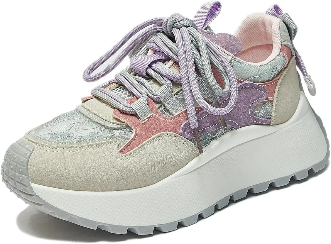 Women's Breathable Platform Sneakers Campus Fashion Lightweight Comfort Walking Shoes