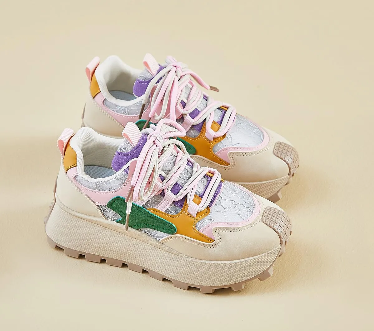 Women's Breathable Platform Sneakers Campus Fashion Lightweight Comfort Walking Shoes