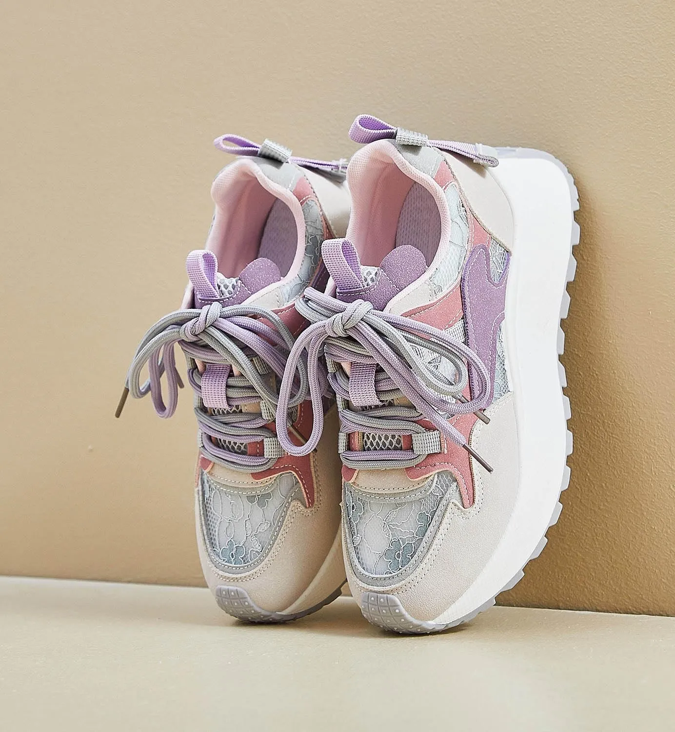 Women's Breathable Platform Sneakers Campus Fashion Lightweight Comfort Walking Shoes