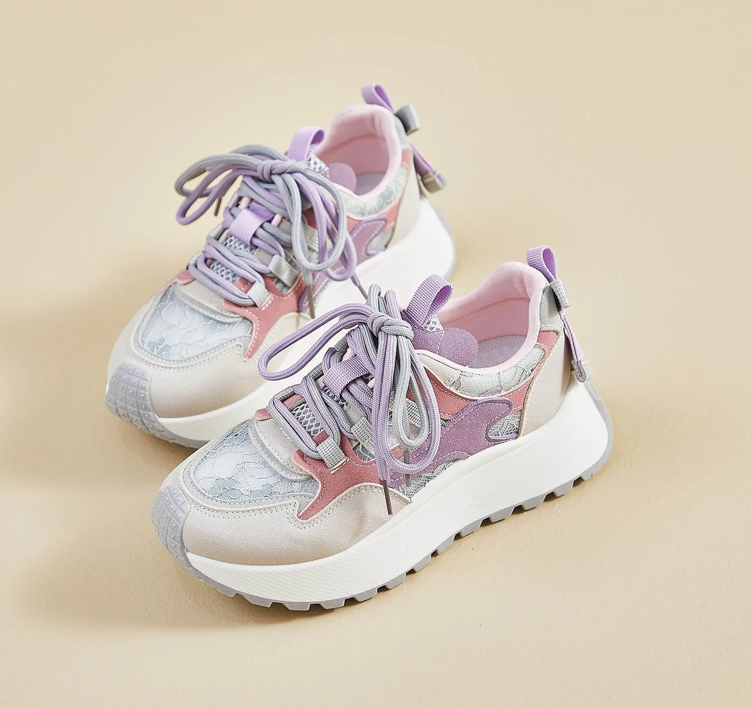 Women's Breathable Platform Sneakers Campus Fashion Lightweight Comfort Walking Shoes