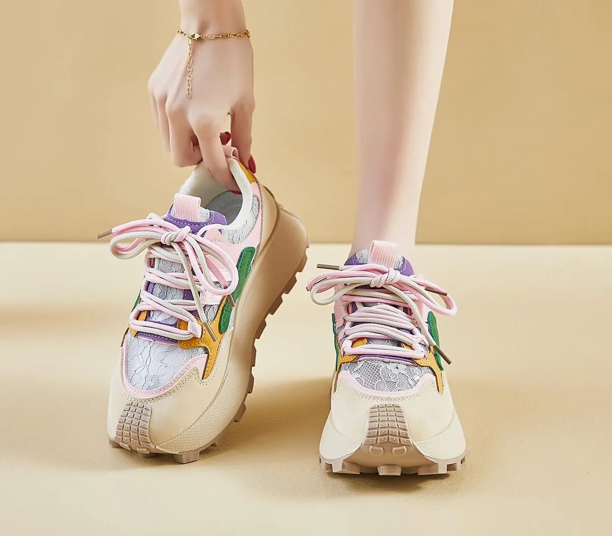 Women's Breathable Platform Sneakers Campus Fashion Lightweight Comfort Walking Shoes