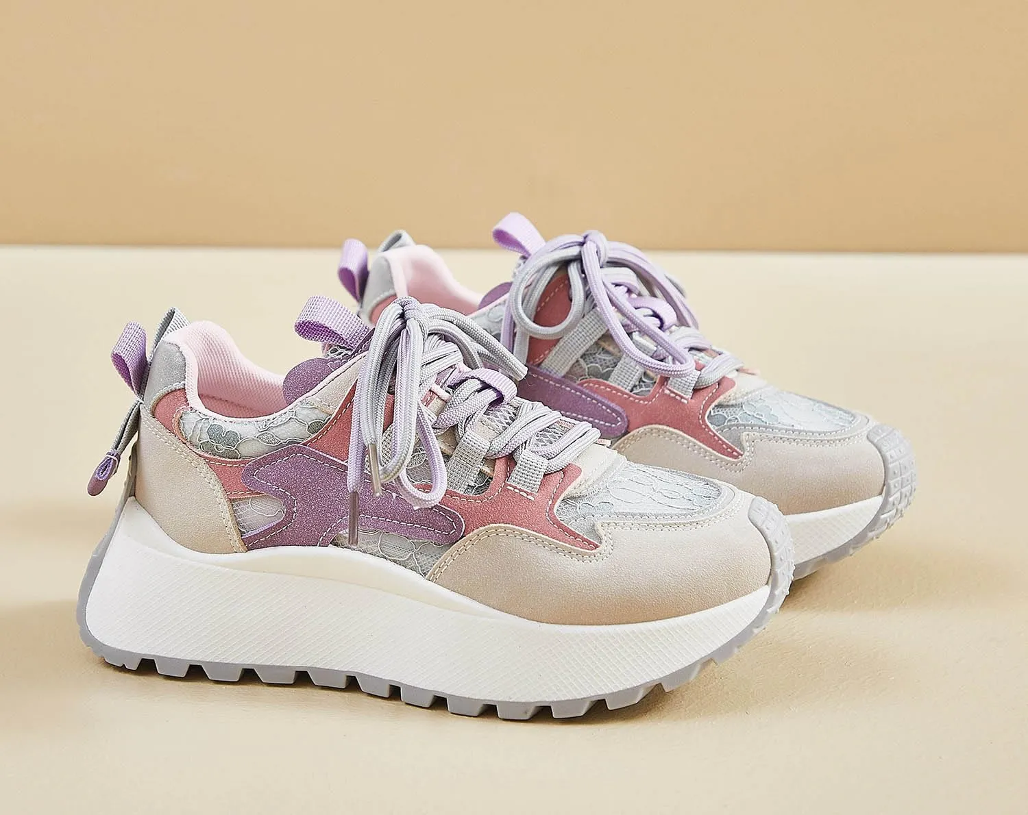 Women's Breathable Platform Sneakers Campus Fashion Lightweight Comfort Walking Shoes