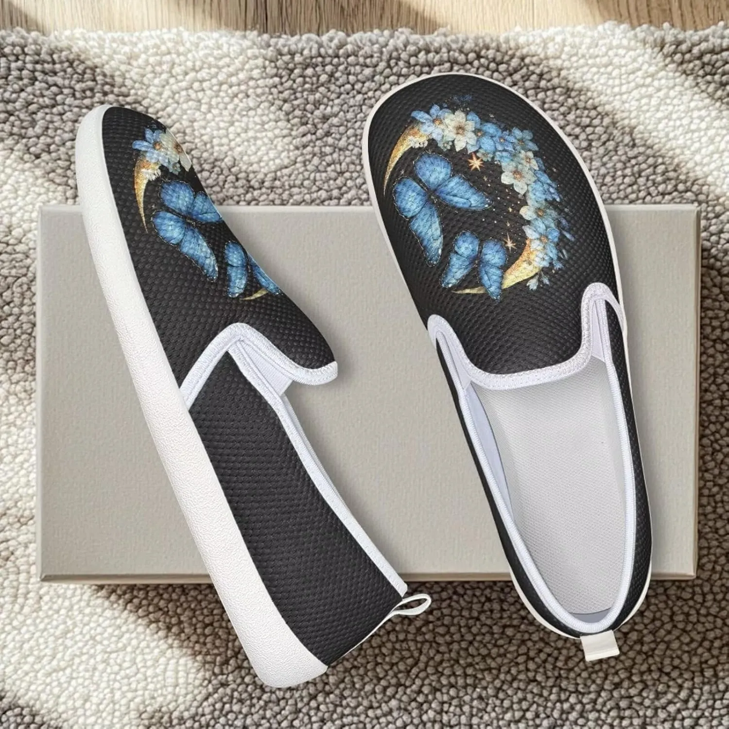 Women's Butterfly Wedding Shoes Wide Toe Walking Flats Leisure Loafers Memory Foam Tennis Shoes