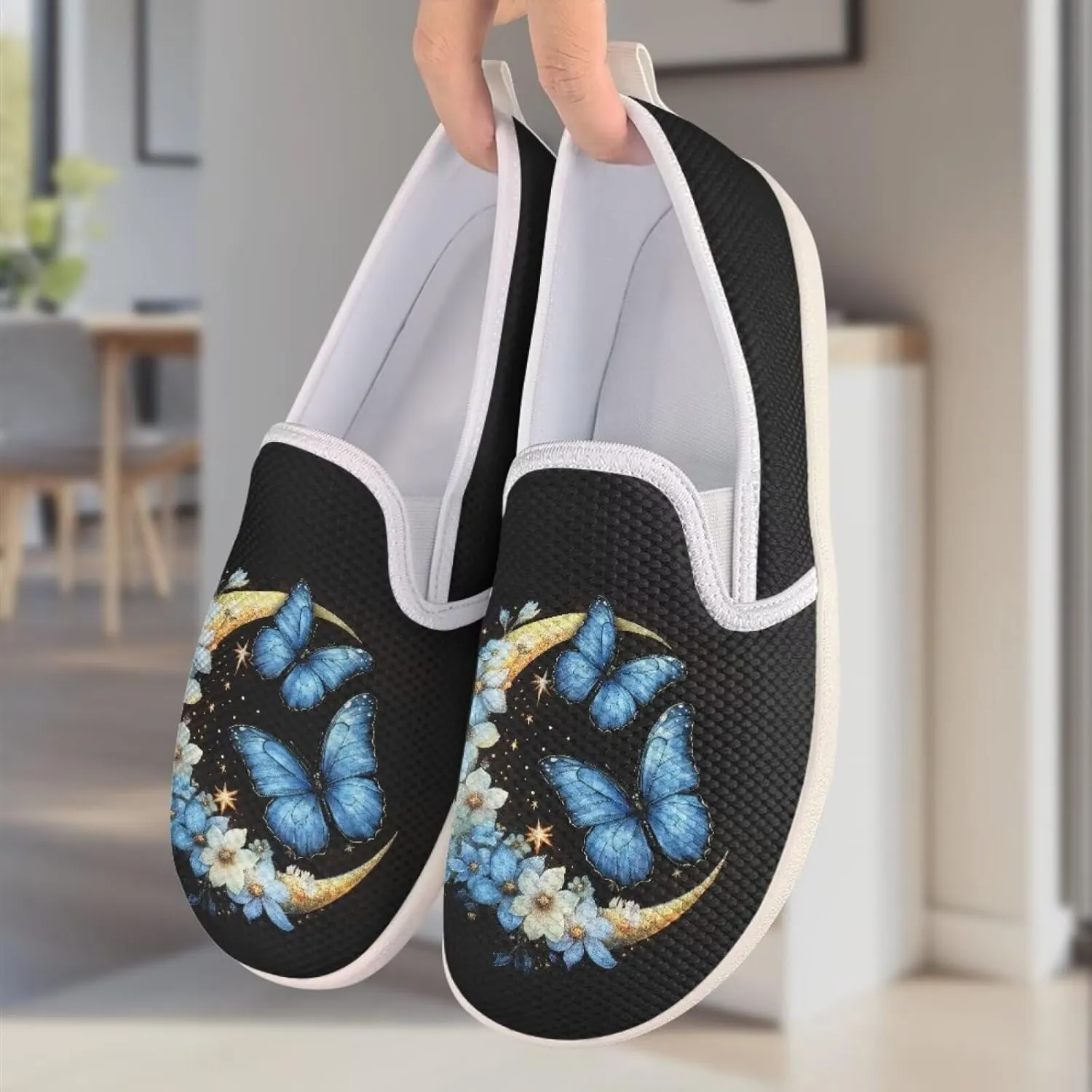 Women's Butterfly Wedding Shoes Wide Toe Walking Flats Leisure Loafers Memory Foam Tennis Shoes
