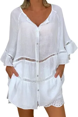 Womens Button Down Shirts 2025 Button Down Shirts V Neck Cotton Linen Light Blouse Jacket Casual Oversized Tshirts