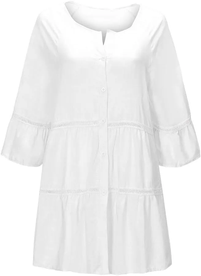 Womens Button Down Shirts 2025 Button Down Shirts V Neck Cotton Linen Light Blouse Jacket Casual Oversized Tshirts