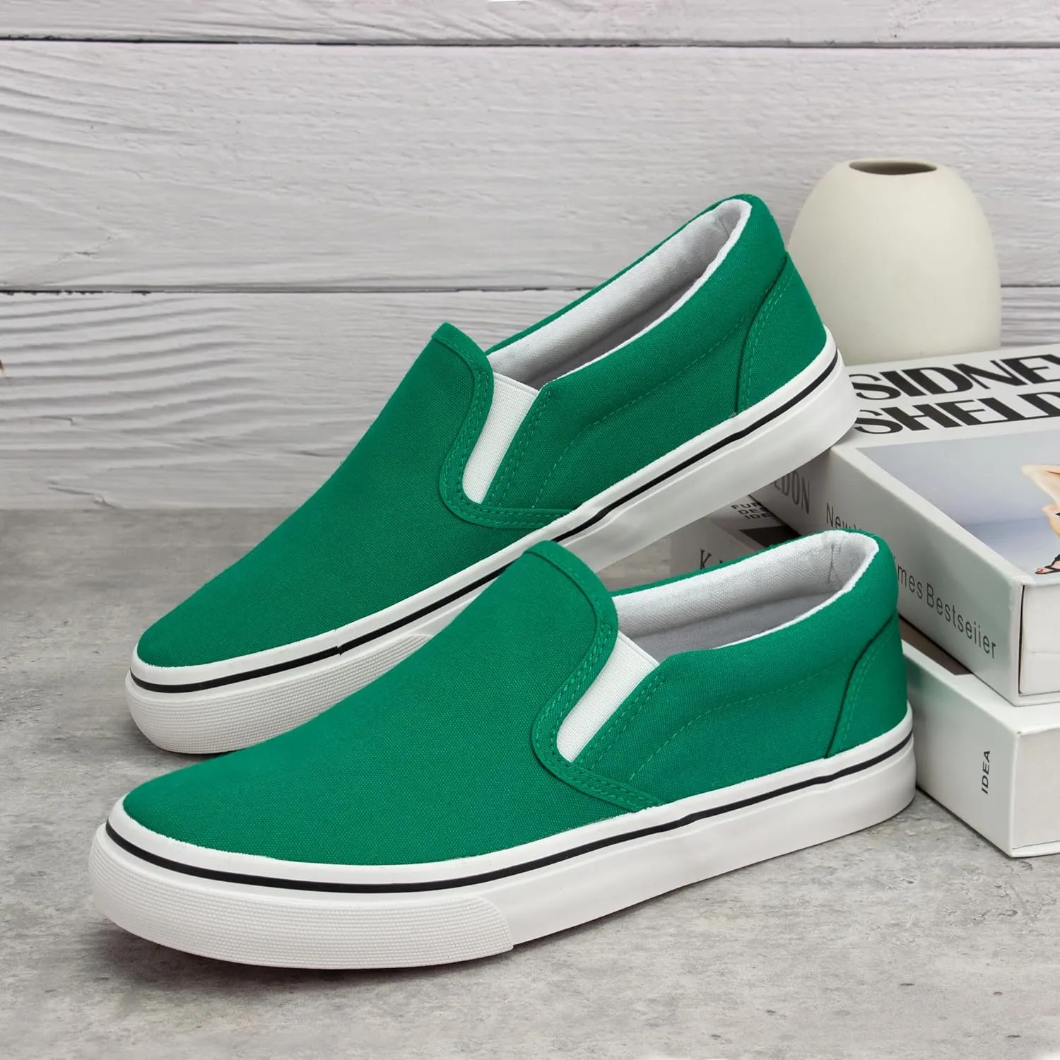 Women's Canvas Slip on Low Top Fashion Sneakers for Women Non Slip Loafer Shoes Classic Comfortable Flats Breathable Casual Shoes