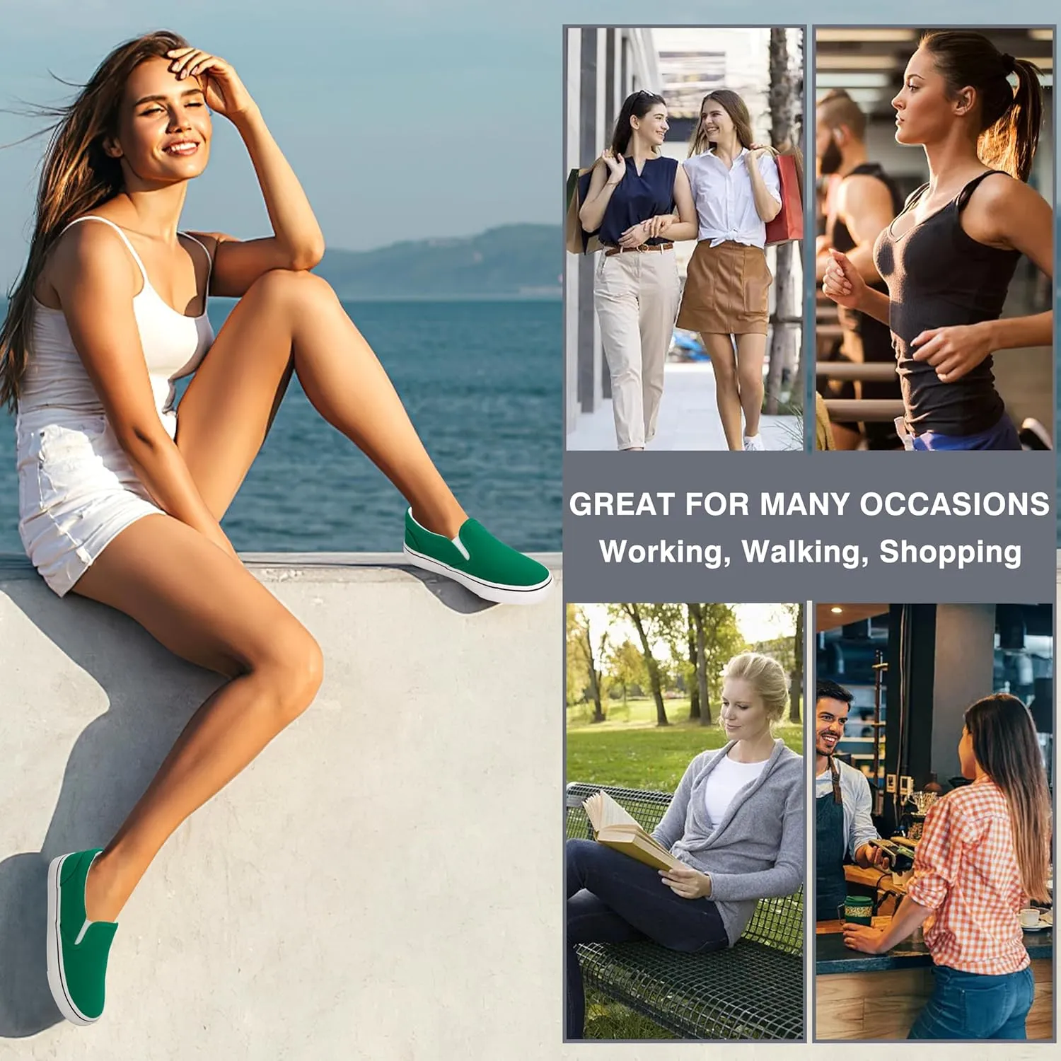 Women's Canvas Slip on Low Top Fashion Sneakers for Women Non Slip Loafer Shoes Classic Comfortable Flats Breathable Casual Shoes