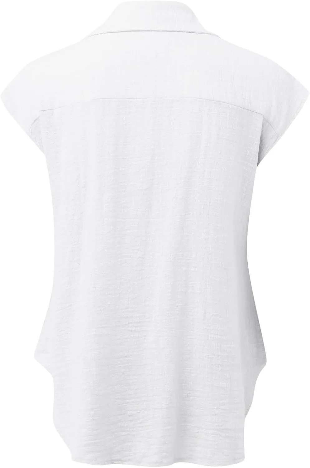 Women's Casual Shirt 2025 Summer Rolled Cuffed Short Sleeve Blouse Ladies Casual V Neck Shirts Beach Cotton Tops
