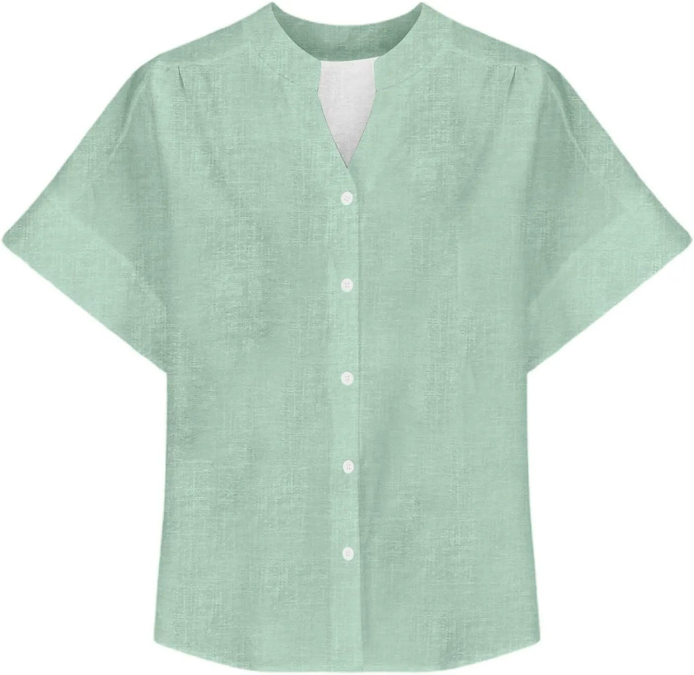 Womens Casual Shirts 2025 Summer Linen Button Down Shirt Rolled Cuffed Short Sleeve Blouse Casual Beach Cotton Tops