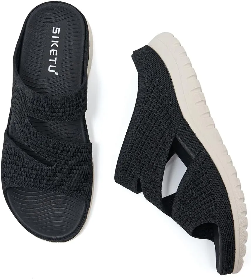 Women's Casual Walking Sports Athletic Slide Sandals Comfortable Slip On Yoga Mat Outdoor Lightweight Summer Beach Slippers